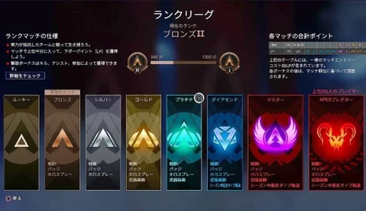 【APEX】ランクマッチとは？必要なポイントや報酬。仕様を徹底解説！